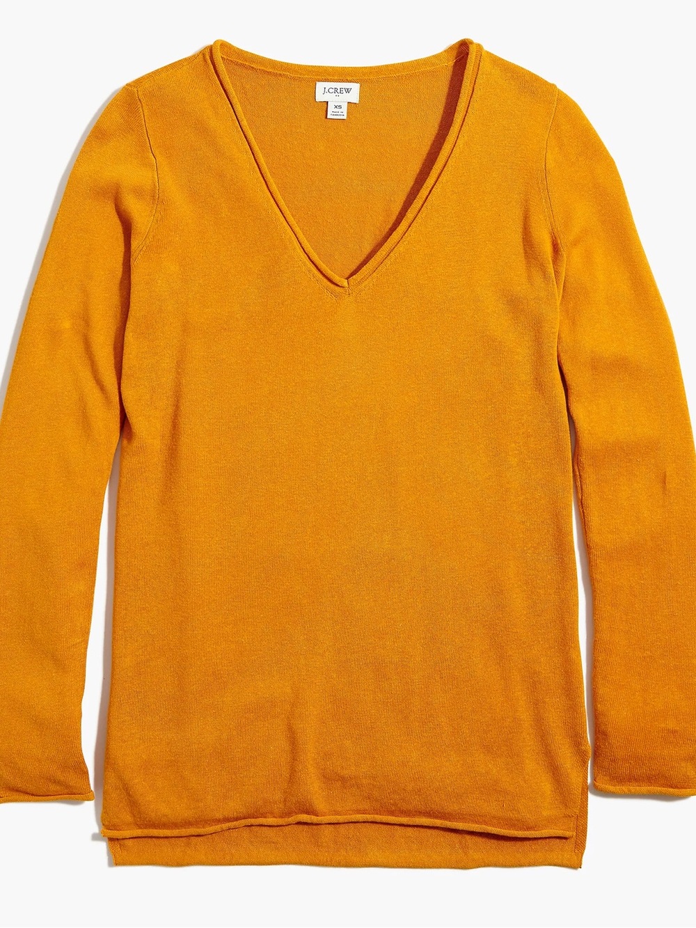 J. Crew Women's Linen Blend V-neck Beach Tunic Sweater Size Small in Amber